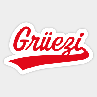 Grüezi Lettering (Greeting In Switzerland / Red) Sticker